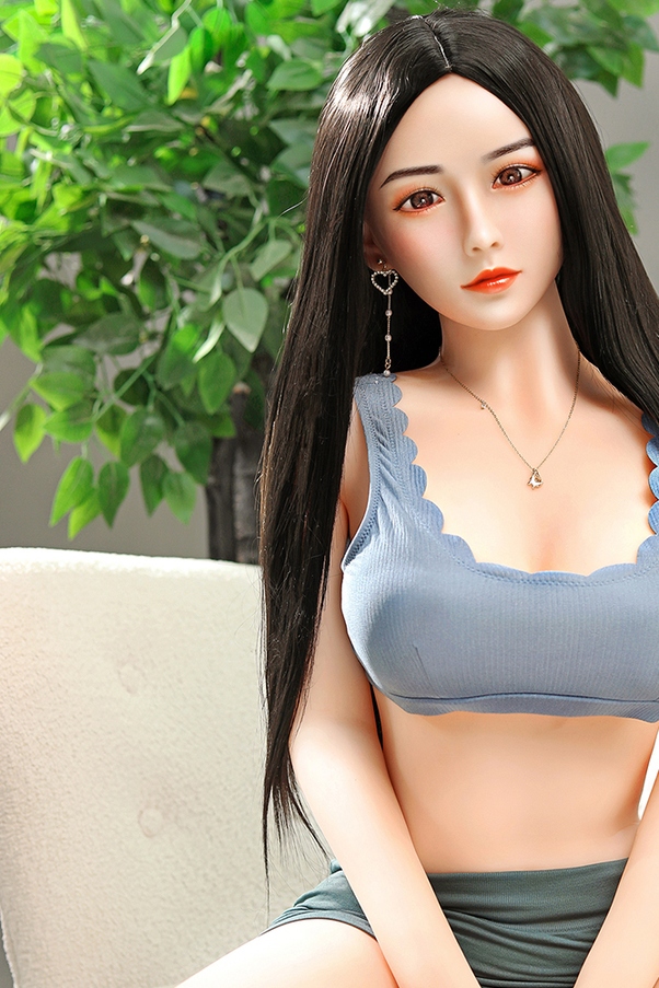 158cm D Cup Occhi Ambra Natural Lips Nero Bambola del Sesso Realistica Vista Dettaglio 3