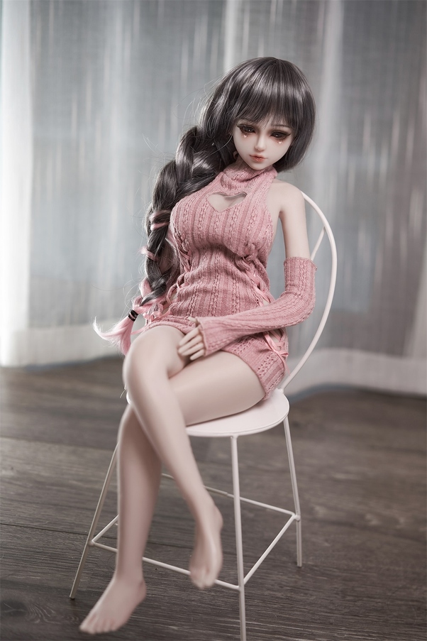 60cm D Cup Voluttuosa Nero Occhi Grigi Mini Bambola del Sesso Galleria 2