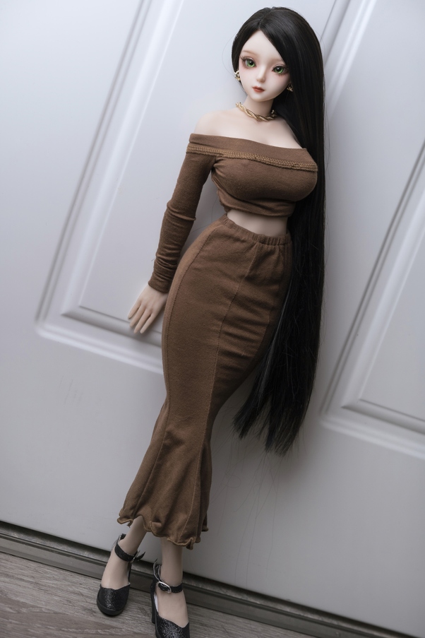 60cm D Cup Thin Lips Nero Petite Breasts Mini Bambola del Sesso Vista Dettaglio 3