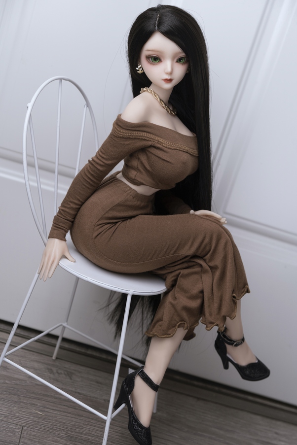 60cm D Cup Occhi Ambra Nero Petite Breasts Mini Bambola del Sesso Vista Dettaglio 8