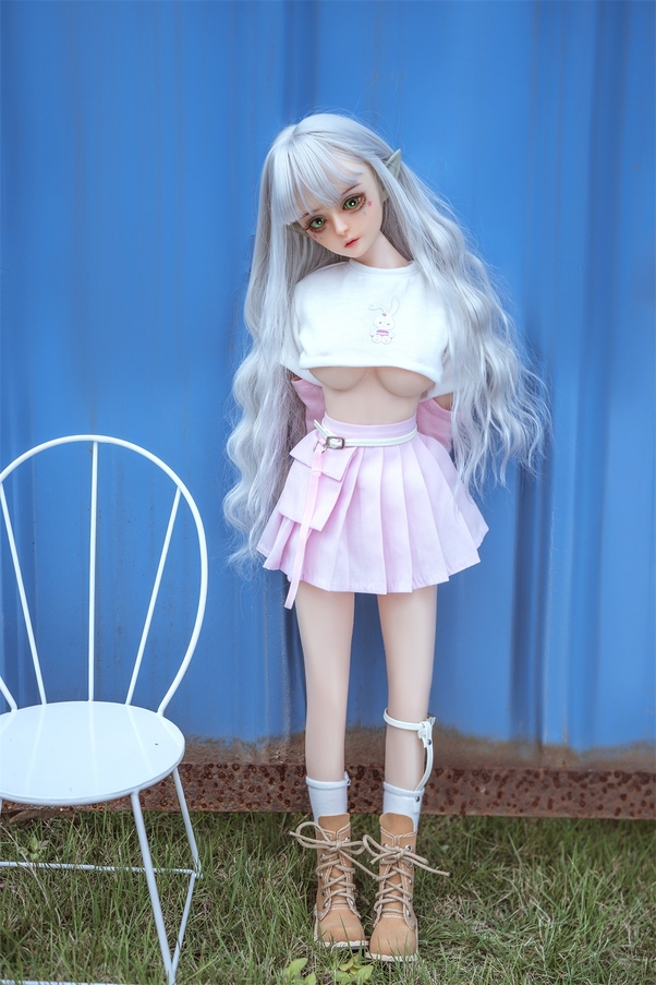 60cm D Cup Occhi Grigi Bianco Seno Piccolo Mini Bambola del Sesso Galleria 2