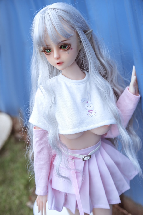 60cm D Cup Seno Piccolo Bianco Occhi Grigi Mini Bambola del Sesso Galleria 6