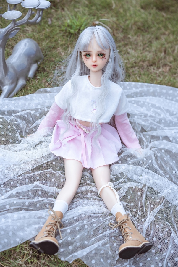 60cm D Cup Occhi Grigi Petite Seno Piccolo Mini Bambola del Sesso Vista Dettaglio 2