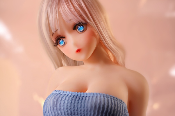 80cm C Cup Occhi Azzurri Bionda Voluttuosa Mini Bambola del Sesso Vista Dettaglio 4