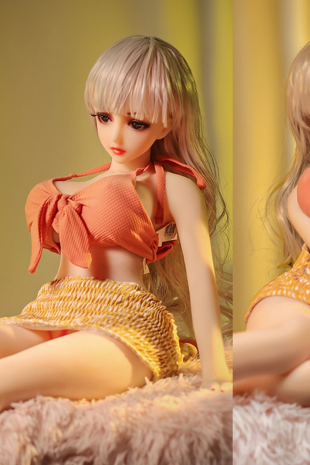 68cm D Cup Occhi Ambra Bionda Thin Lips Mini Bambola del Sesso Galleria 2