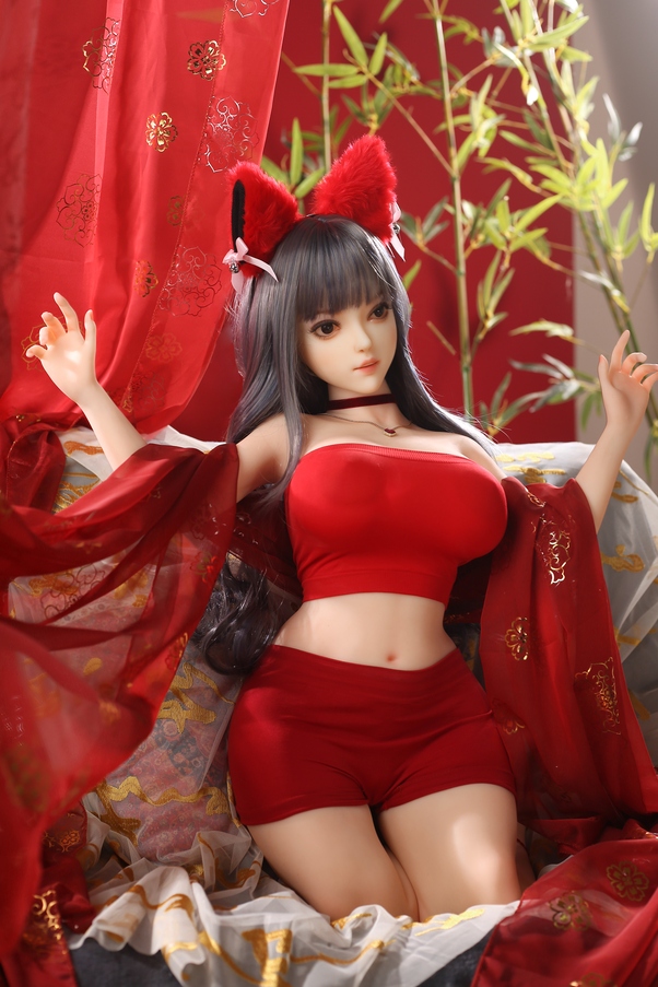 110cm D Cup Thin Lips Nero Voluttuosa Bambola del Sesso Formosa Vista Dettaglio 1