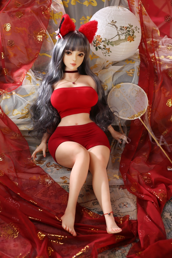 110cm D Cup Nero Occhi Ambra Voluttuosa Bambola del Sesso Formosa Vista Dettaglio 2