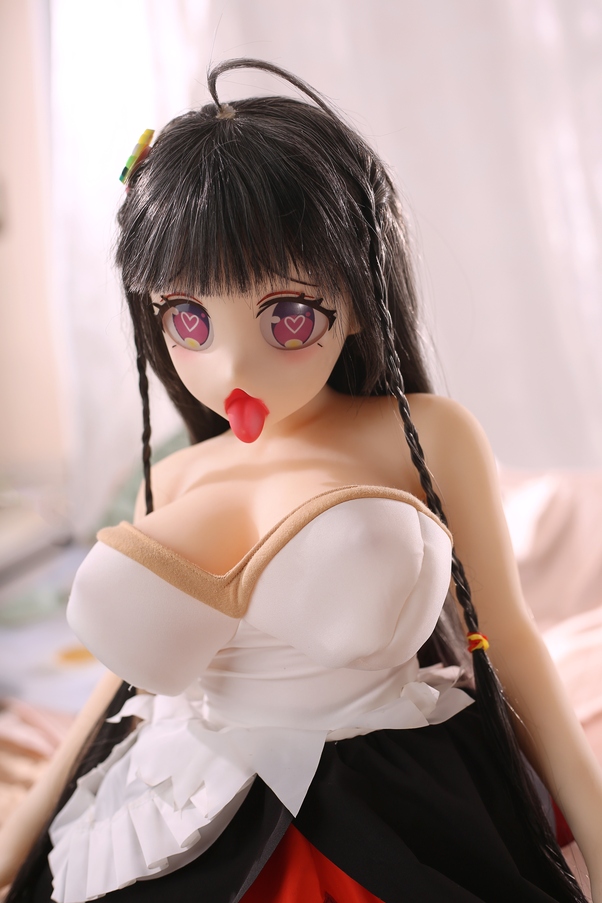 80cm G Cup Petite Thin Lips Nero Bambola del Sesso Anime Vista Dettaglio 4