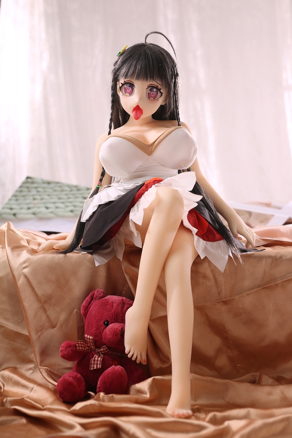 80cm G Cup Petite Nero Occhi Grigi Bambola del Sesso Anime Vista Dettaglio 5