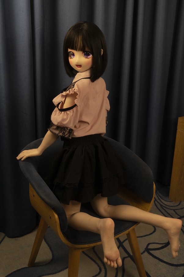 132cm A Cup Occhi Grigi Petite Nero Bambola del Sesso Anime Vista Dettaglio 7