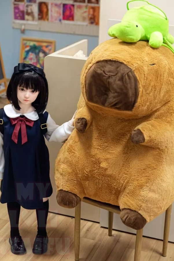 100cm A Cup Occhi Grigi Nero Thin Lips Bambola del Sesso Giovane Galleria 4