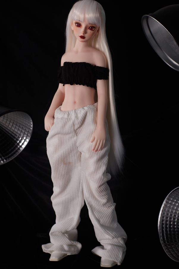 55cm A Cup Occhi Ambra Bianco Petite Bambola del Sesso Giovane Vista Dettaglio 3